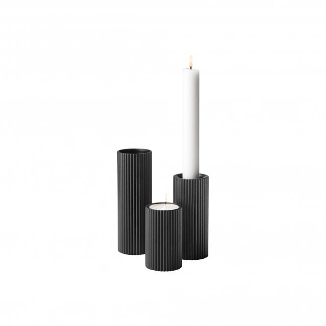 Georg Jensen Bernadotte Tealight/Taper Candle Holders | Black | Set of 3