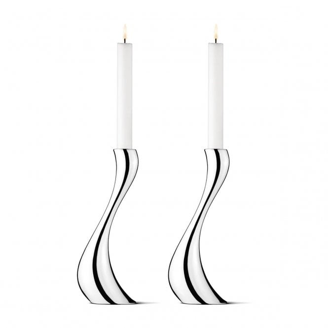 Georg Jensen Cobra Candleholders | Stainless Steel | Set of 2 | 20cm