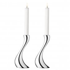 Cobra Candleholders with Candles  | Stainless Steel | Set of 2 | 20cm
