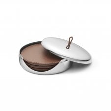 Sky Set of 4 Leather Coasters | Mirror Polished Stainless Steel