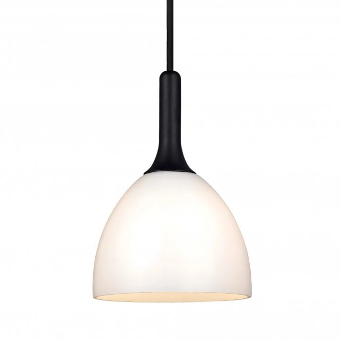 Halo Design Bellevue Pendant Light | Ø14 | Opal Glass | Black Wood