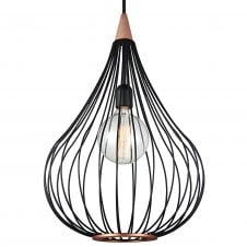 Drops Metal Wire Pendant Light | Black/Dark Wood