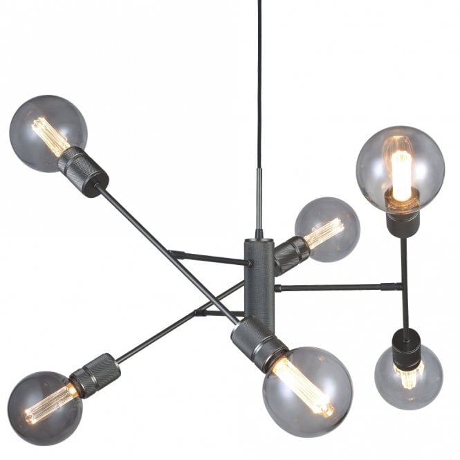 Halo Design Halo 6 Light Chandelier | Gun Black | Ø 75cm