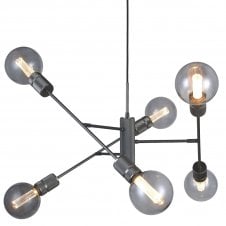 Halo 6 Light Chandelier | Gun Black | Ø 75cm