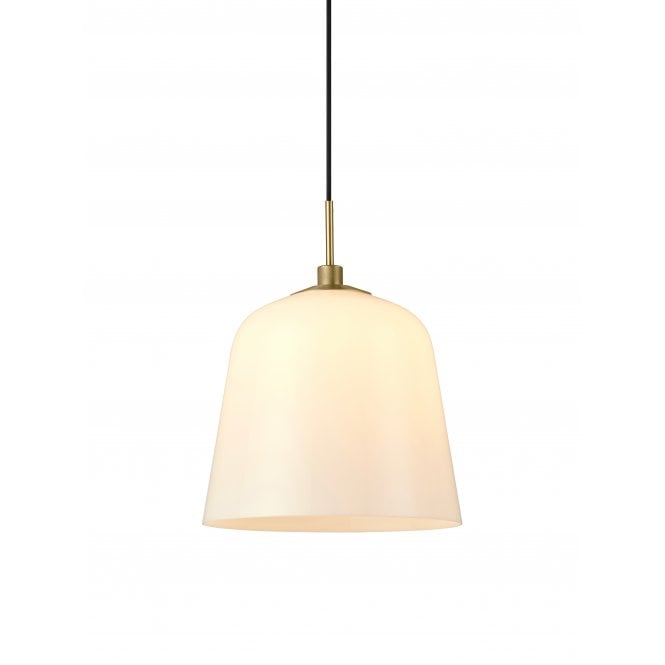 Halo Design Room 49 Pendant Light | Opal Glass Shade | Antique Brass