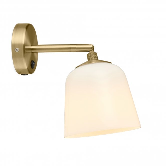 Halo Design Room 49 Wall Light | Ø15 cm | Opal Glass Shade | Antique Brass