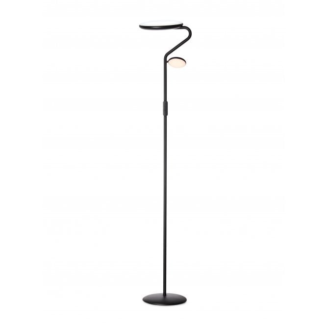 Halo Design Slim Uplight Floor Lamp with Reading Head | Black