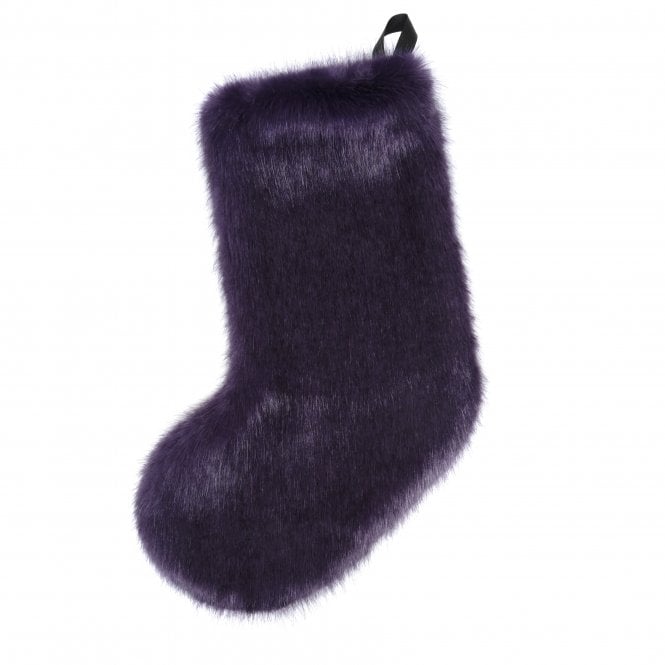 Helen Moore Luxury Faux Fur Christmas Stocking | Small | Aubergine