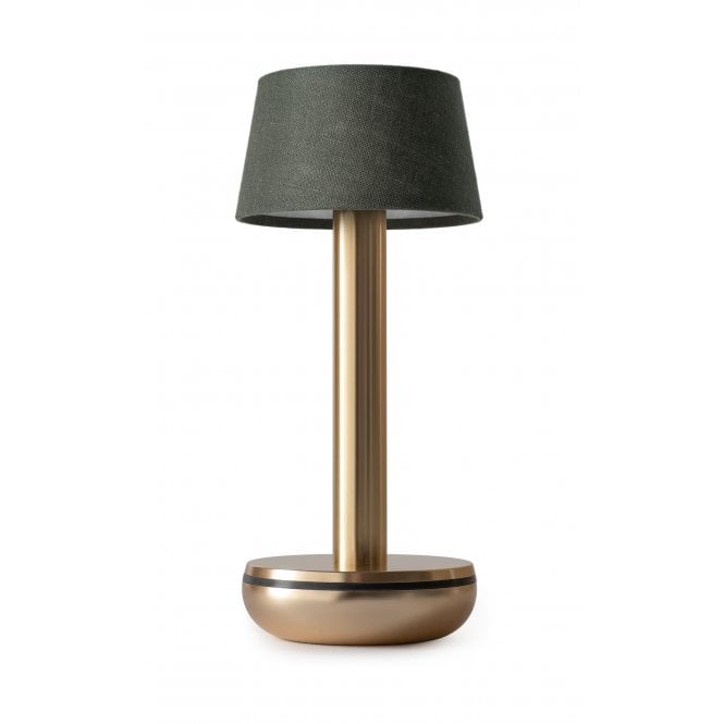 Humble  Two Table Light | Gold | Emerald Linen Shade
