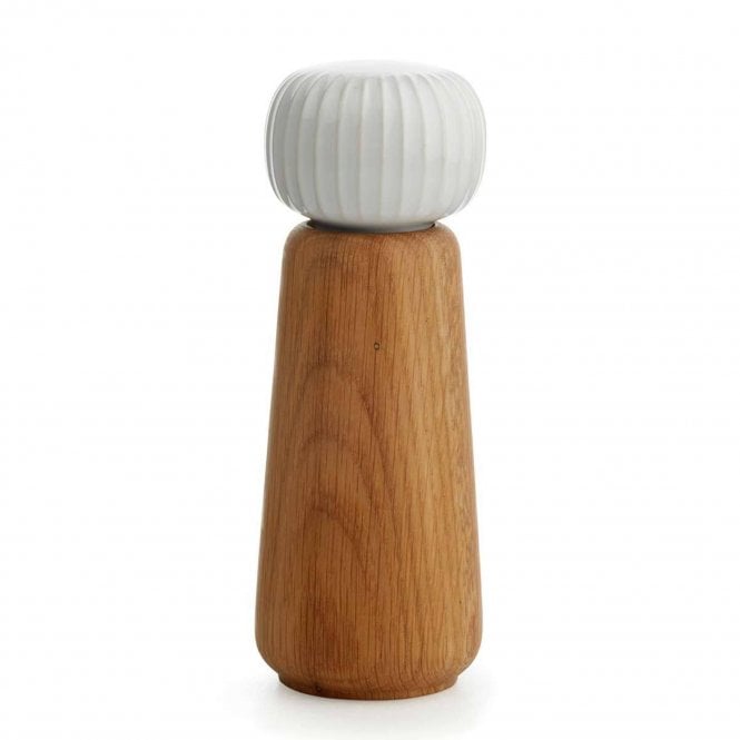 Kahler Hammershoi Salt & Pepper Mill/Grinder | Oak | White | 18.5cm