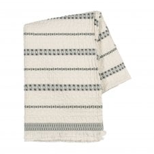 Lisbon Stripe Cotton Throw | Olive