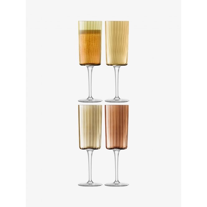 LSA International Gems Champagne Flute | Set of 4 | Amber