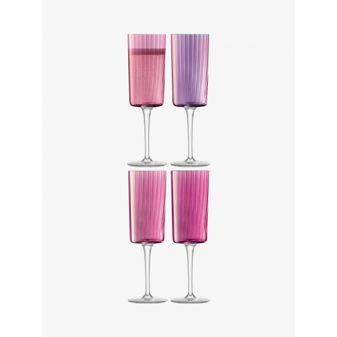 LSA International Gems Champagne Flute | Set of 4 | Garnet