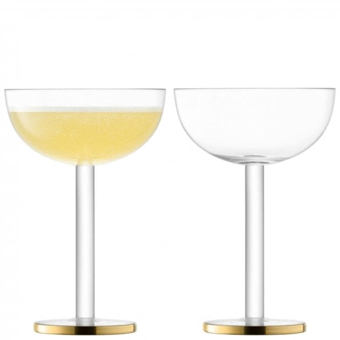 LSA International Set of 2 Luca Champagne Coupe Glasses | Gold Painted | 200ml