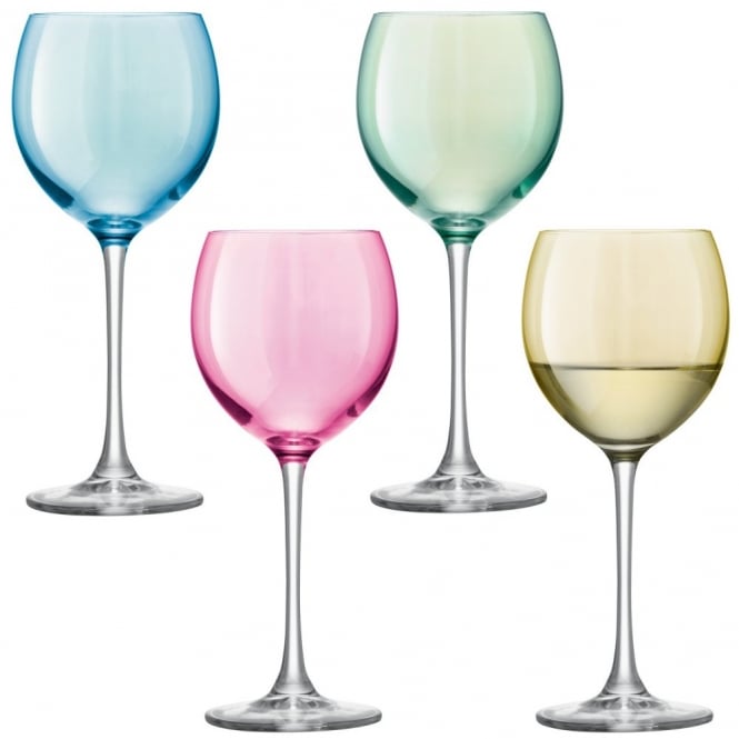 LSA International Set of 4 Polka Wine Glasses - Pastel