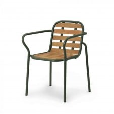 Vig Outdoor Armchair | Robina Wood/Dark Green Steel