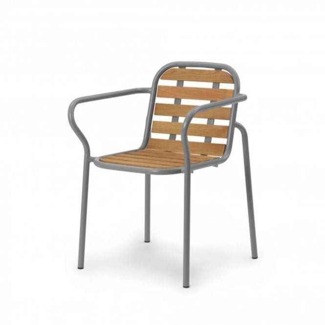 Normann Copenhagen Vig Outdoor Armchair | Robina Wood/Grey Steel