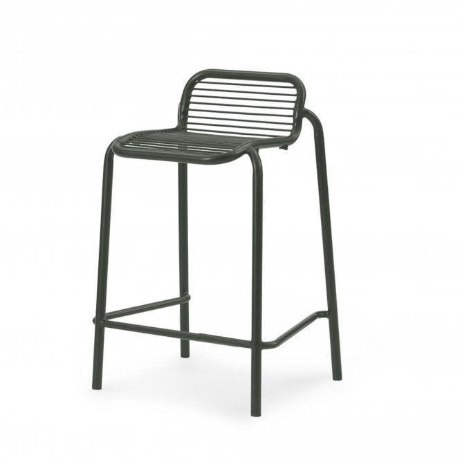 Normann Copenhagen Vig Outdoor Bar Stool | Dark Green Steel | 65cm
