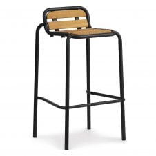 Vig Outdoor Bar Stool | Robina Wood/Black Steel | 75cm