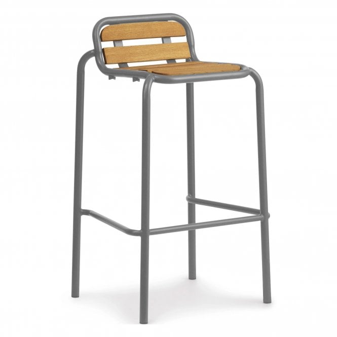 Normann Copenhagen Vig Outdoor Bar Stool | Robina Wood/Grey Steel | 75cm