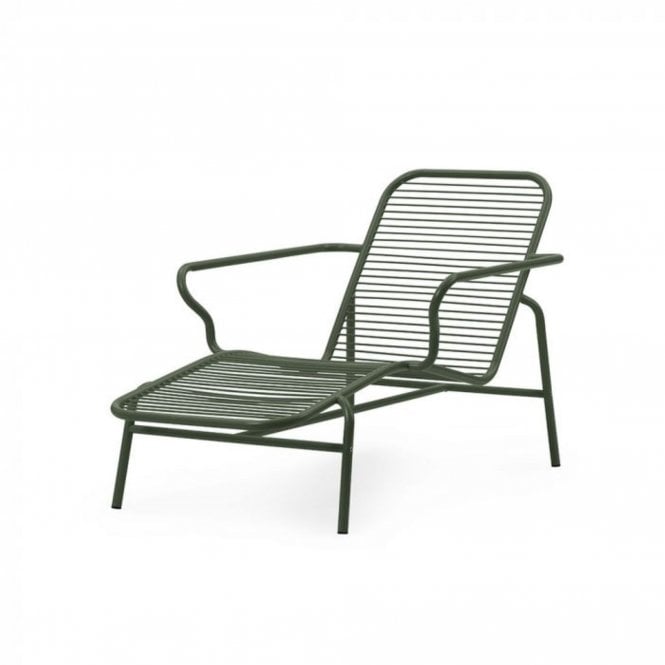 Normann Copenhagen Vig Outdoor Chaise Longue | Dark Green Powder-coated Steel