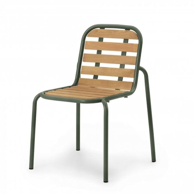 Normann Copenhagen Vig Outdoor Dining Chair | Robina Wood/Dark Green Steel
