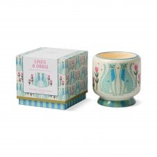 A Dopo 8oz/226g Blue Cheetah Ceramic Candle | Linen & Orris