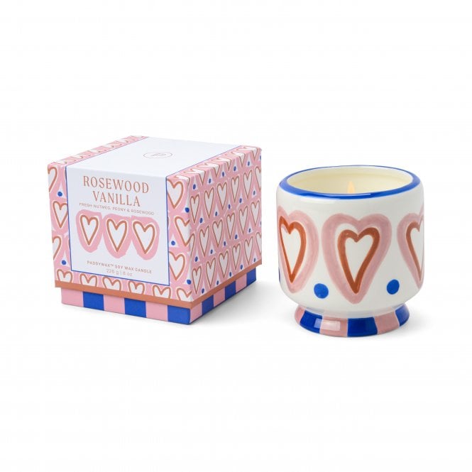 Paddywax A Dopo 8oz/226g Hearts Ceramic Candle | Rosewood Vanilla