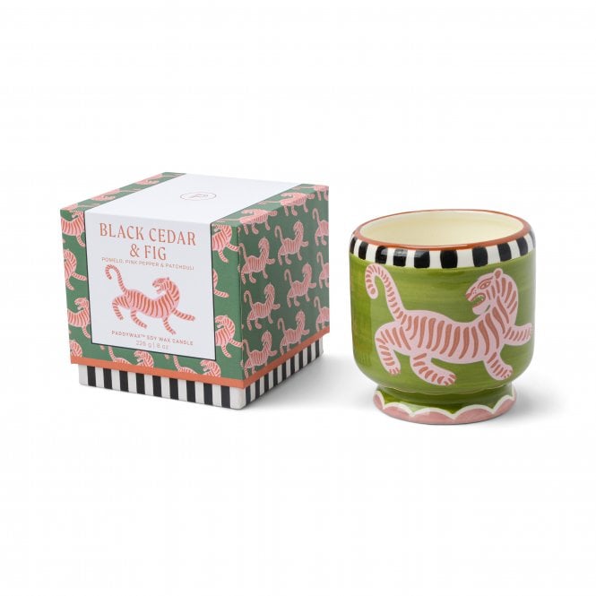 Paddywax A Dopo 8oz/226g Tiger Ceramic Candle | Black Cedar & Fig
