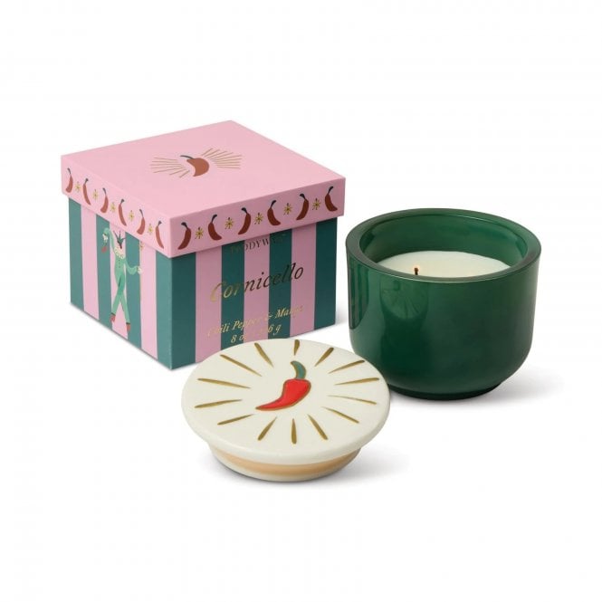 Paddywax Charmed 8oz/226g Green Glass Candle with Chili Lid | Chili Pepper & Mango
