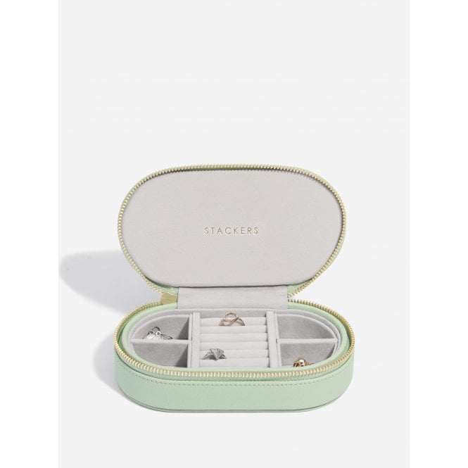 Stackers Faux Leather Oval Zipped Travel Jewellery Box