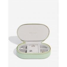 Faux Leather Oval Zipped Travel Jewellery Box