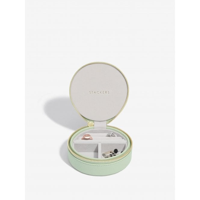 Stackers Faux Leather Round Zipped Travel Jewellery Box