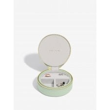 Faux Leather Round Zipped Travel Jewellery Box