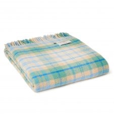 Blue Cottage Check Pure New Wool Throw 