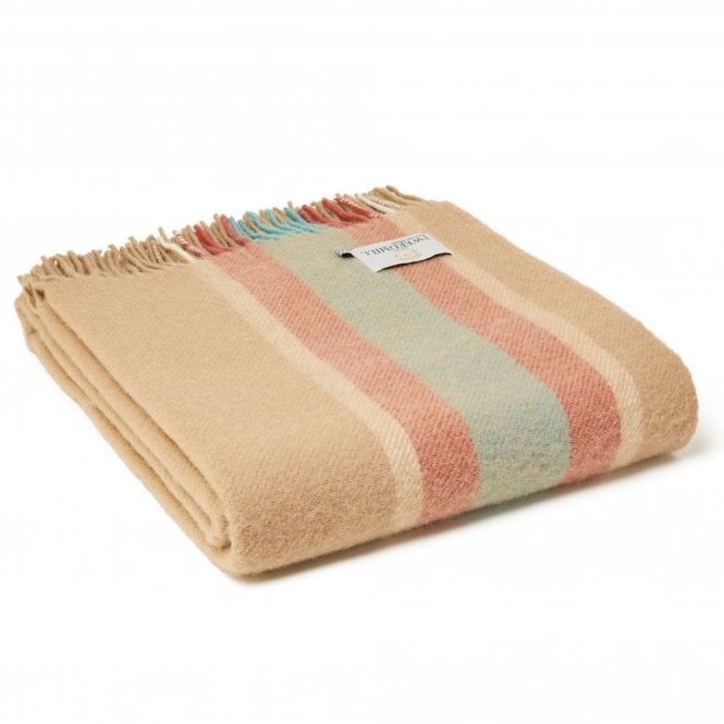 Tweedmill Textiles College Stripe Pure New Wool Throw | Spearmint