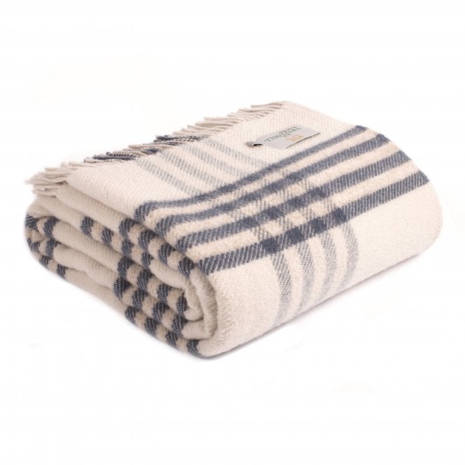 Tweedmill Textiles Extra Large Pure New Wool Hex Check Throw | Blue Slate