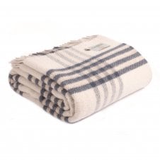Extra Large Pure New Wool Hex Check Throw | Blue Slate