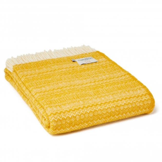 Tweedmill Textiles Fair Isle Pure New Wool Throw | Mustard Yellow