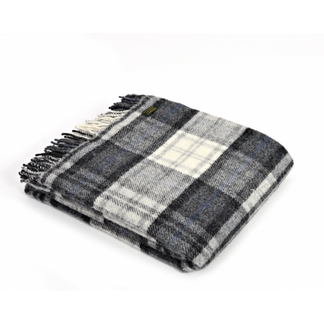 Tweedmill Textiles Grey Cottage Check Pure New Wool Throw