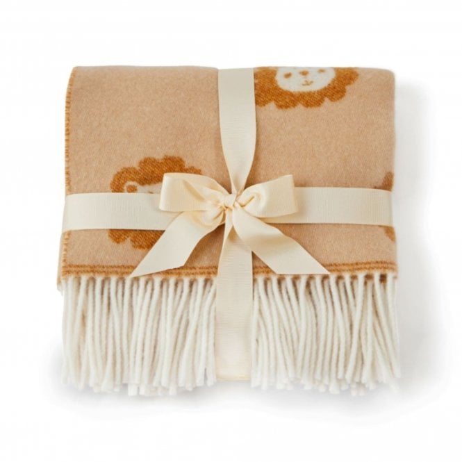 Tweedmill Textiles Merino Lambswool Baby Blanket | Lion