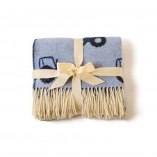 Merino Lambswool Baby Blanket | Tractor | Blue