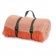 Polo Picnic Rug with Waterproof Backing | Herringbone Flamingo/Grey