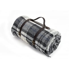Polo Picnic Rug with Waterproof Backing & Leather Straps | Cottage Grey/Black