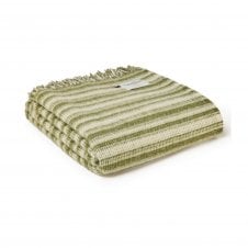 Pure New Wool Aber Stripe Throw | Olive Green