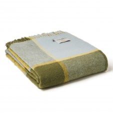 Pure New Wool Block Check Throw | Lemon
