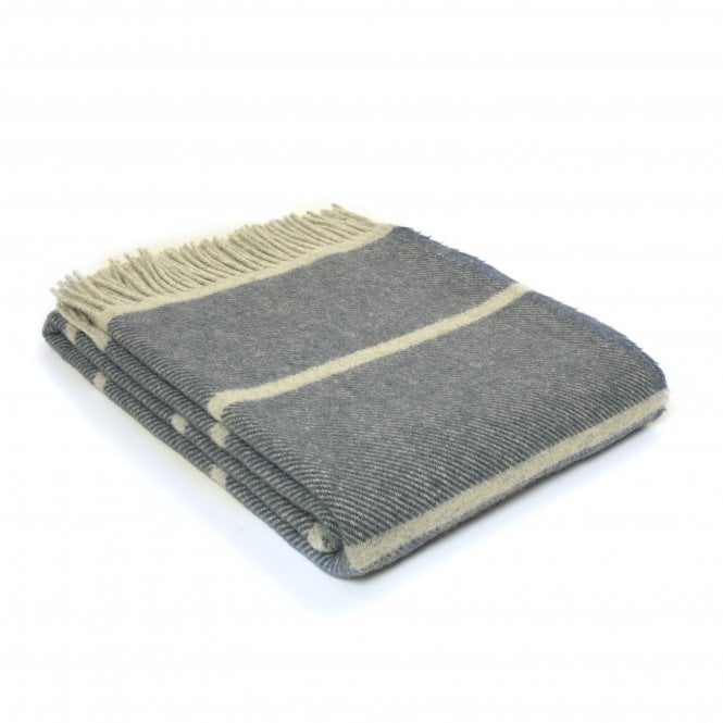 Tweedmill Textiles Pure New Wool Broad Stripe Throw | Blue Slate