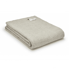 Pure New Wool Fishbone Throw | Silver Grey | Silver Grey Blanket Stitch Ends