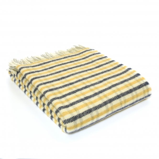 Tweedmill Textiles Pure New Wool Gun Club Throw | Navy/Yellow