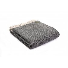Pure New Wool Herringbone Throw | Charcoal/Silver Grey